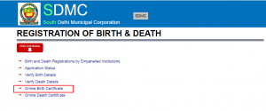 SDMC Birth Certificate online