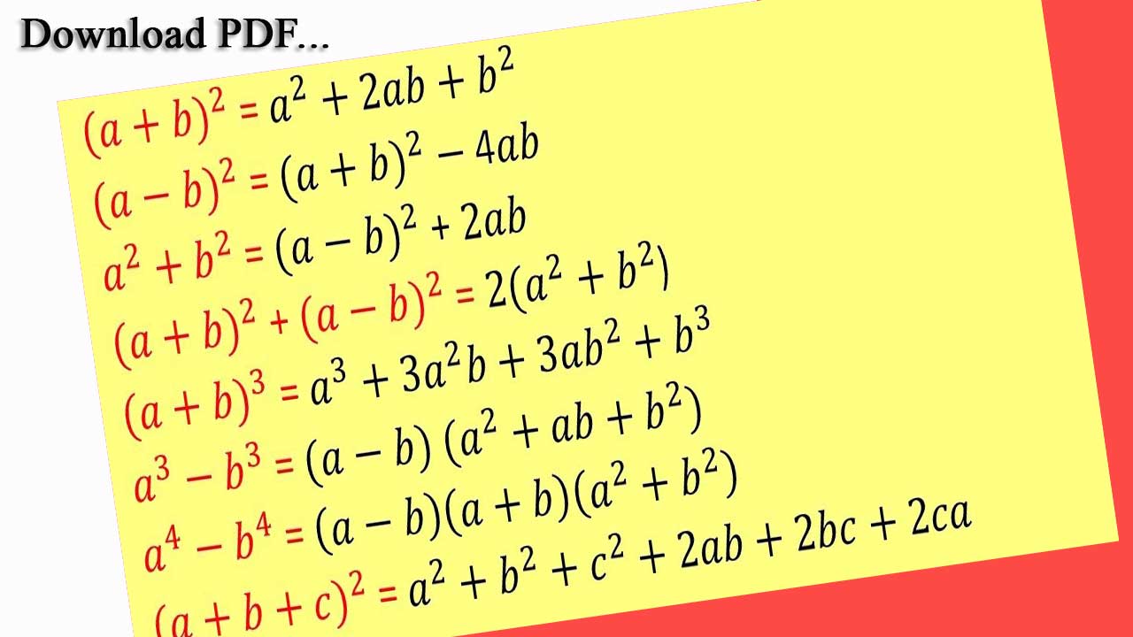 algebra formula pdf